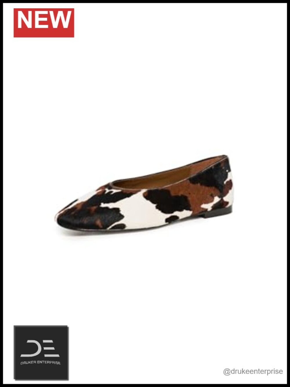 Madewell Mylie Ballet Flats Haircalf Leather Cushioned Square Toe Women's Shoes